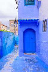 Sightseeing of Morocco. Beautiful blue medina of Chefchaouen town in Morocco