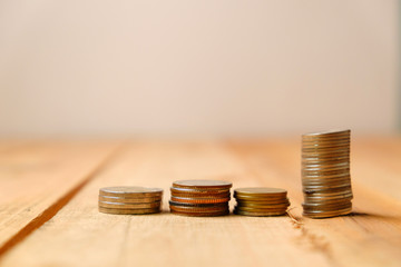 stack of coins on a table