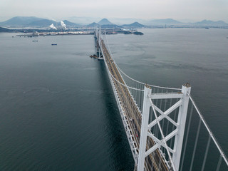 The aerial view of Seto Bridge, Japan.