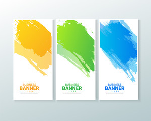 Set of business vertical banner with watercolors splash. 