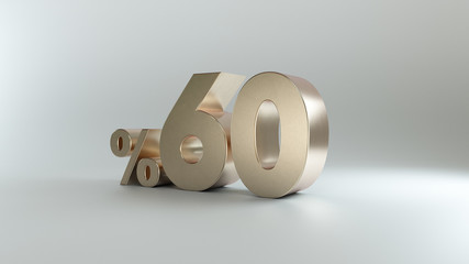 3D Rendered Gold 60 Percent on White Background, Special Offer 60% Discount Tag, Sale Up to 60 Percent Off,big offer, Sale, Special Offer Label, Sticker, Tag, Banner, Advertising, offer Icon