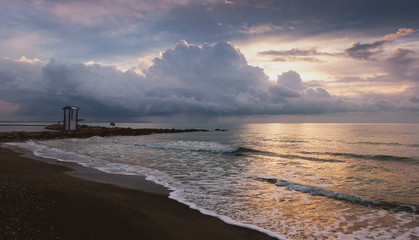 Tranquil morning on the beach in Larnaca