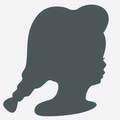 Black silhouette of baby profile, vector shape, hair