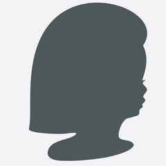 Black silhouette of baby profile, vector shape, hair