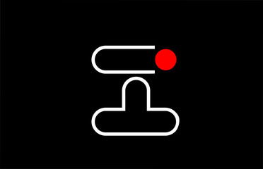 letter i logo line black background alphabet design icon for business with red dot