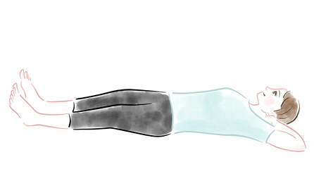 ストレッチ　女性　水彩