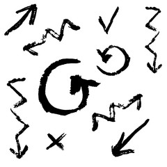 Abstract ink background. Black paint texture on white paper. Vector illustration.