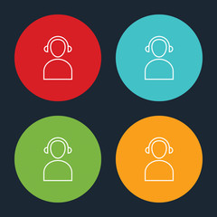 Very Useful Call Centre Line Icon On Four Color Round Options.