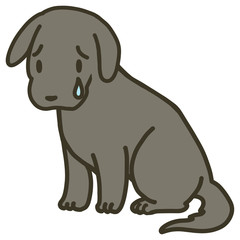 座っている犬のイラスト_泣き顔