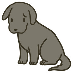 座っている犬のイラスト_困り顔2