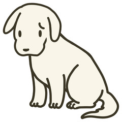 座っている犬のイラスト_困り顔2