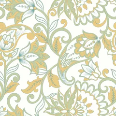 Gordijnen Naadloos Paisley-patroon in Indiase stijl. Bloemen vectorillustratie © antalogiya