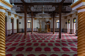 The prayer room of Red Mosque Jami-Ul-Alfar in Colombo