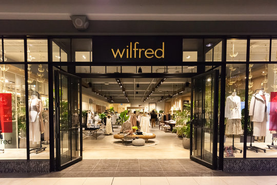 Toronto, Canada - February 10, 2018: Wilfred storefront in the Eaton Centre  shopping mall, a Women's clothing store operated by Aritzia, a Canadian  women's fashion brand. Stock Photo | Adobe Stock