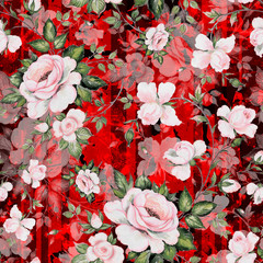  Watercolor seamless pattern drawn lovely roses