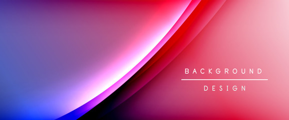 Wave liquid style lines with shadows and light on gradient background. Trendy simple fluid color gradient abstract background with dynamic straight shadow line effect