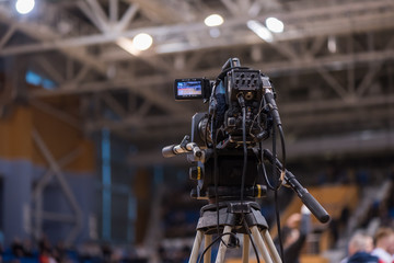 Video camera for broadcasting a sports match