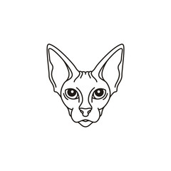 Sphynx Cat Sketch Drawing / Coloring  Black White illustration logo