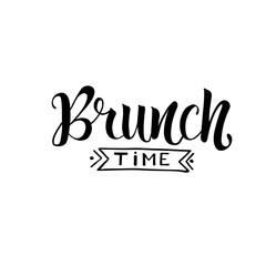 Brunch time – hand drawing text for restaurant, café, bar, bistro. Calligraphy inscription lettering isolated on white background. EPS10 