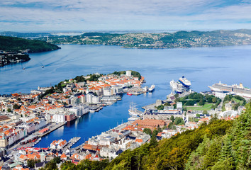 Naklejka na ściany i meble magnificent view of the port of Bergen in Norway