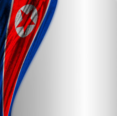 North Korea flag on gray gradient background