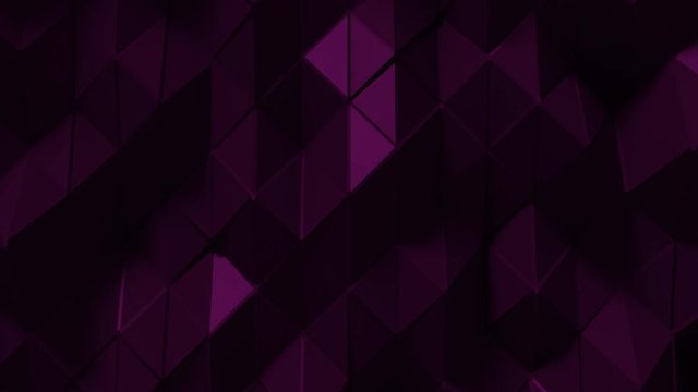 Abstract Polygonal Geometric Surface Loop 7 Dark Pink: dark clean soft low poly motion background of shifting obscure shadowy deep purple triangles. Abstract poly background. 4K