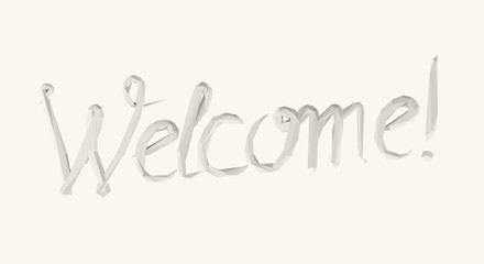 Obraz premium Isolated White Welcome Lettering on Light Background. Low Poly Vector 3D Rendering