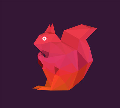 Cool Cartoon Squirrel on Isolated Background. Gradient Low Poly Vector 3D Rendering