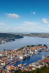 magnificent view of the port of Bergen in Norway