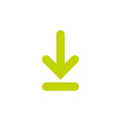 olive green rounded arrow down icon. flat download sign isolated on white.