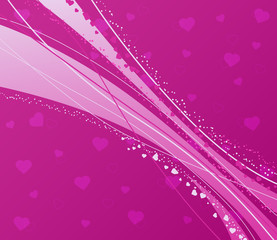 Abstract pink background with lines and hearts