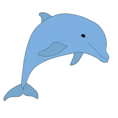 Foto op Canvas geïsoleerd, blauwe dolfijn zwemt © zolotons