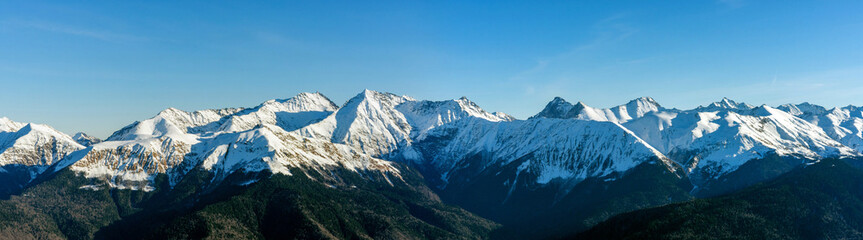 Rosa Khutor ski resort. Mountain landscape of Krasnaya Polyana , Sochi, Russia.