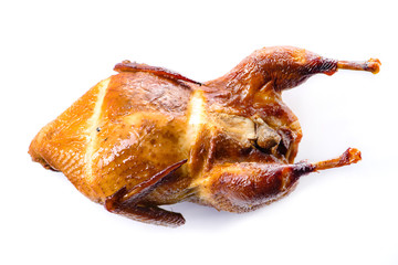 grilled quail isolated on white background
