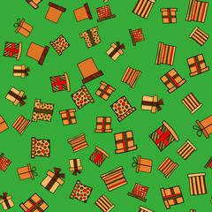 abstract vector doodle christmas presents seamless pattern