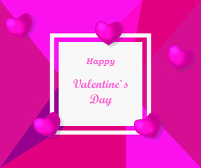 Valentine card with volume hearts and place for your text.