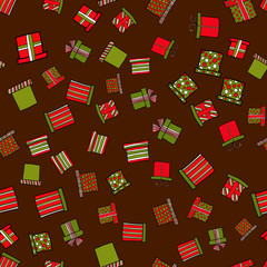 abstract vector doodle christmas presents seamless pattern