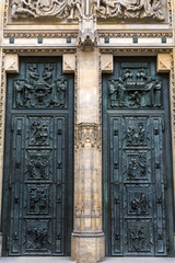 old door of church. St. Vitus cathedral in Prague.