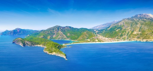 Beautiful blue lagoon and beach in Oludeniz, Fethiye district, southwestern Turkey