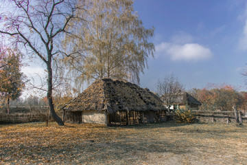 Abandoned ruined barn in the old village