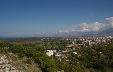 Fototapeta na wymiar Landmarks of Albania. View from the Rozafa fortress in Shkodar.