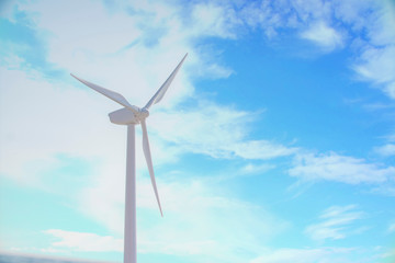 Wind turbine farm power generator in beautiful sea landscape for   production of renewable green...