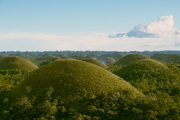 Chocolate Hills on Bohol Island. Country Philippines. A very beautiful place, a tourist attraction with hills. Beautiful landscape