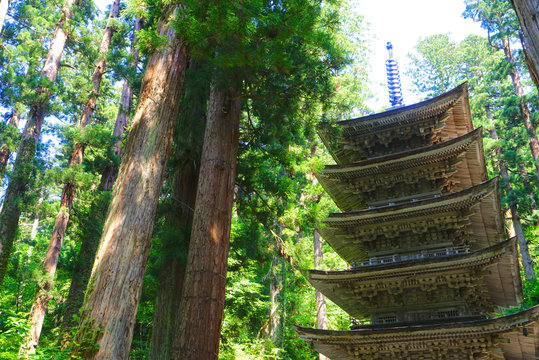 Five Storied Pagoda, Tsuruoka City, Yamagata Pref., Japan