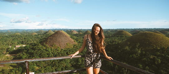 Chocolate Hills on Bohol Island. Country Philippines. A very beautiful place, a tourist attraction with hills. Beautiful landscape