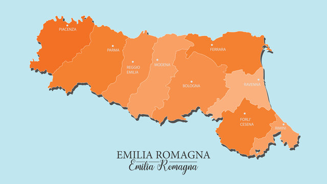 Emilia Romagna vector map divided into provinces