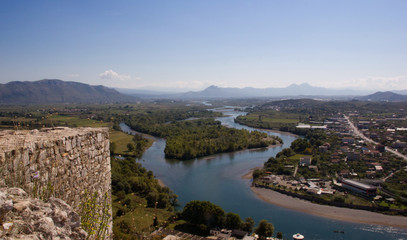 Landmarks of Albania. View from the Rozafa fortress in Shkodar.