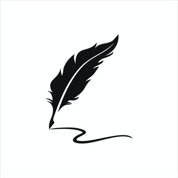 Feather Pen Logo Silhouette Vector Design Template Premium