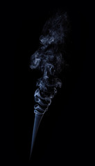 Photo of real white smoke on black background