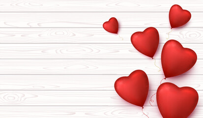 Valentine day banner with heart shape balloons. Valentine's day sale poster.